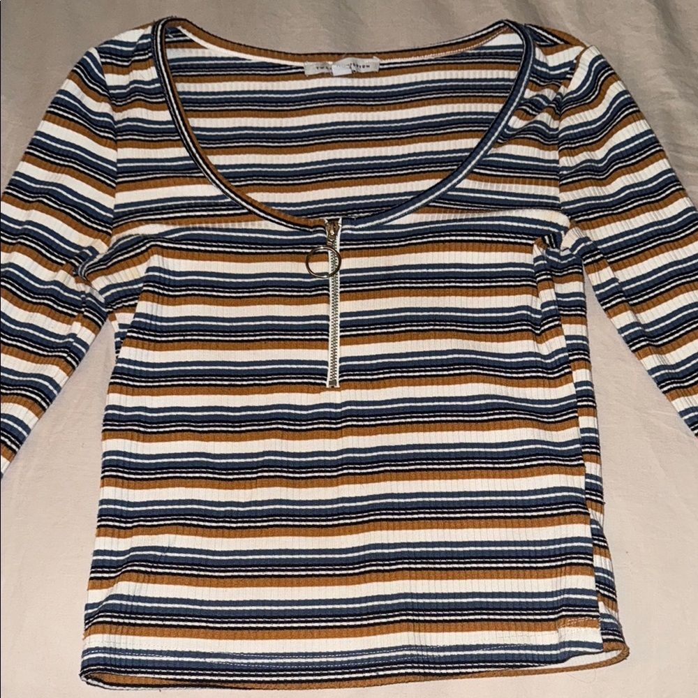 Striped Women's Top with Zipper Detail